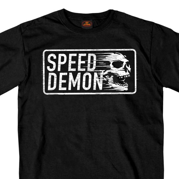 Hot Leathers® - Speed Demon Skull Short Sleeve T-Shirt (Large, Black)