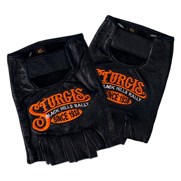 Hot Leathers® - Official Sturgis Motorcycle Rally Sign Fingerless Gloves (Medium, Black)