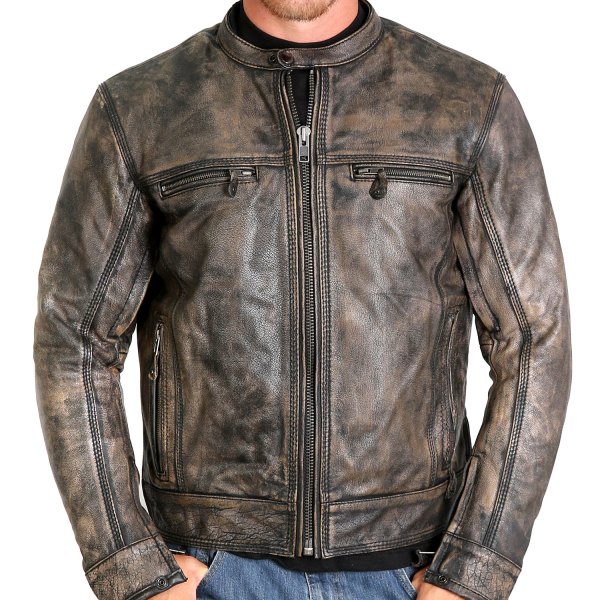 Hot Leathers® - Distressed Men's Leather Jacket (Large, Brown)