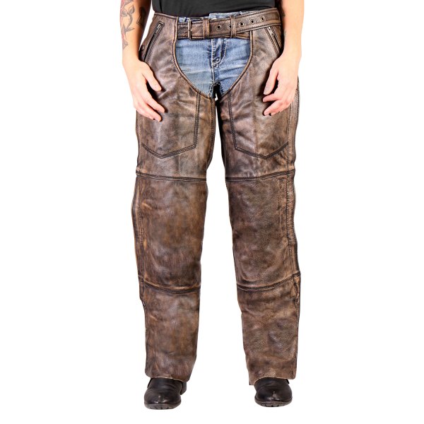 Hot Leathers® - Distressed Chaps (Medium, Brown)