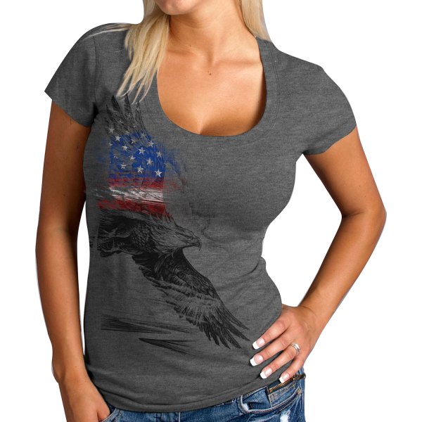 Hot Leathers® - Pencil Eagle Patriotic Short Sleeve T-Shirt (Small, Heather Dark Gray)