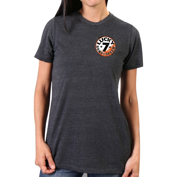 Hot Leathers® - Official Sons Of Speed 2019 Daytona Beach Lucky 7 Ladies Tee (Small, Heather Charcoal)