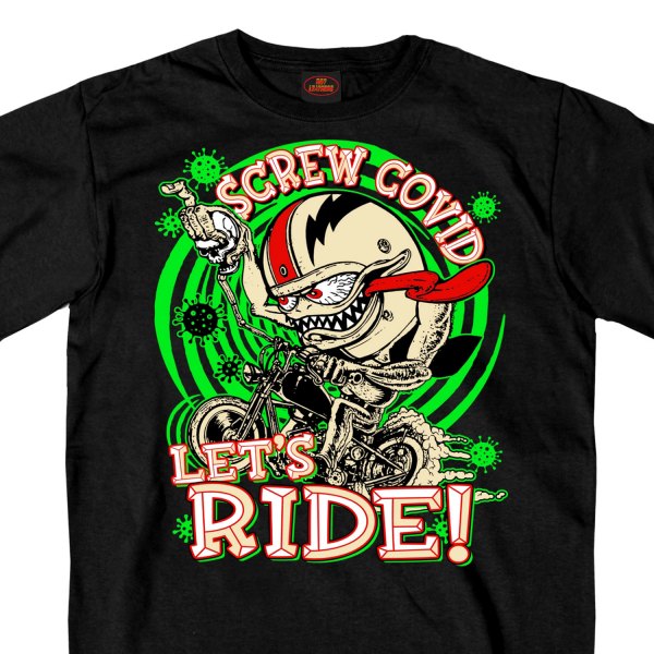 Hot Leathers® - Screw Covid Lets Ride T-Shirt (Large, Black)