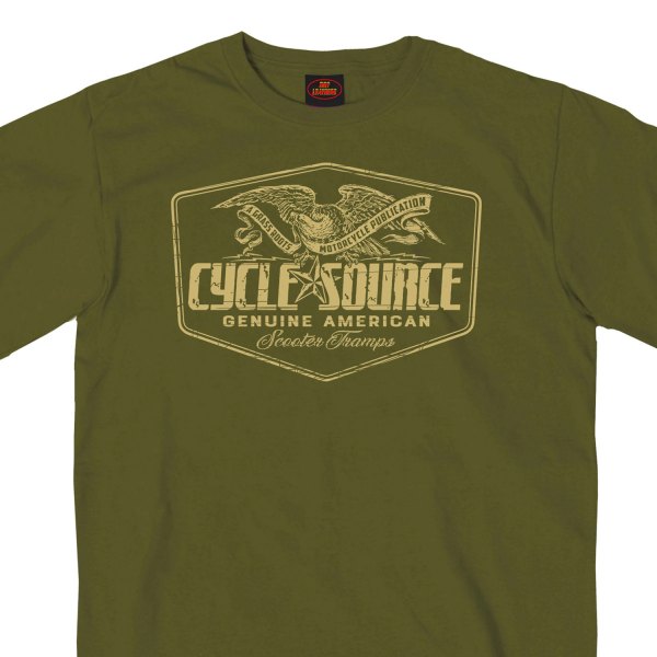 Hot Leathers® - Official Cycle Source Magazine Eagle T-Shirt (Medium, Military Green)