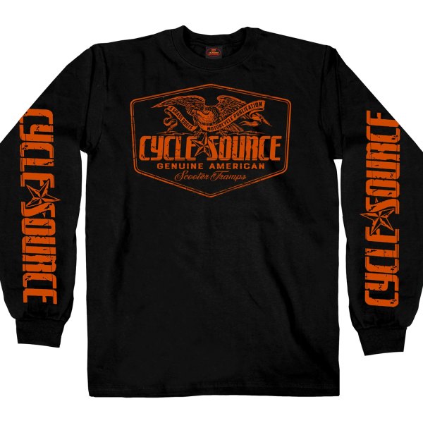 Hot Leathers® - Official Cycle Source Magazine Eagle Long Sleeve Shirt (Large, Black)