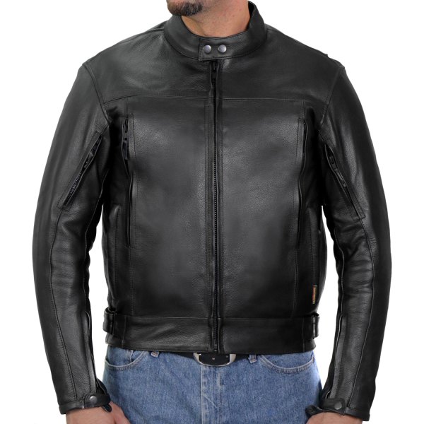 Hot Leathers® - Vented Scooter Men's Leather Jacket (Small, Black)