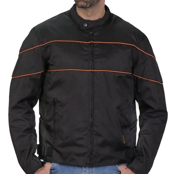 Hot Leathers® - Nylon with Orange Reflective Trim Jacket (Small, Black)