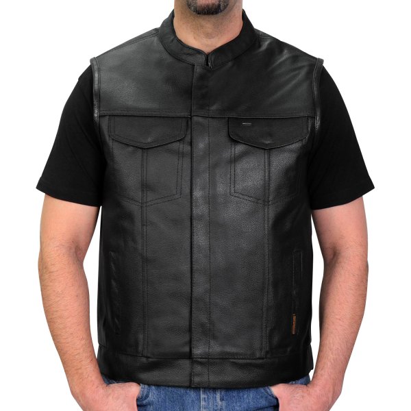 Hot Leathers® - Hidden Snaps with Zip CC Men's Vest (Small, Black)