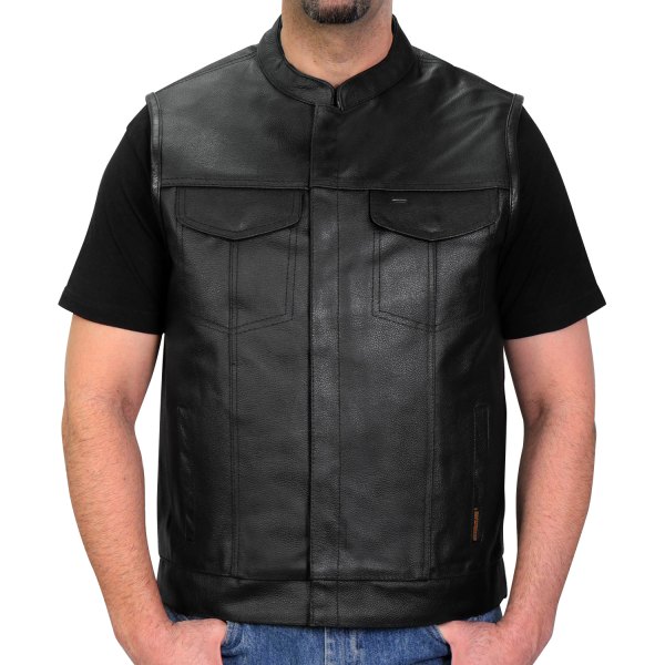 Hot Leathers® - Hidden Snaps with Zip CC Men's Vest (Medium, Black)