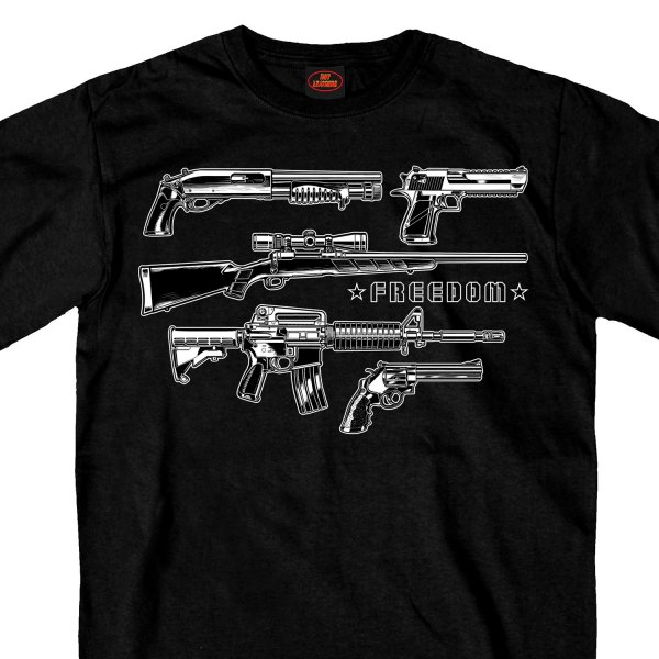 Hot Leathers® - Freedom Guns Men's T-Shirt (Large, Black)