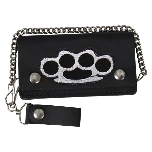 Hot Leathers® - Premium Bi-Fold Leather Wallet with Brass Knuckles Patch