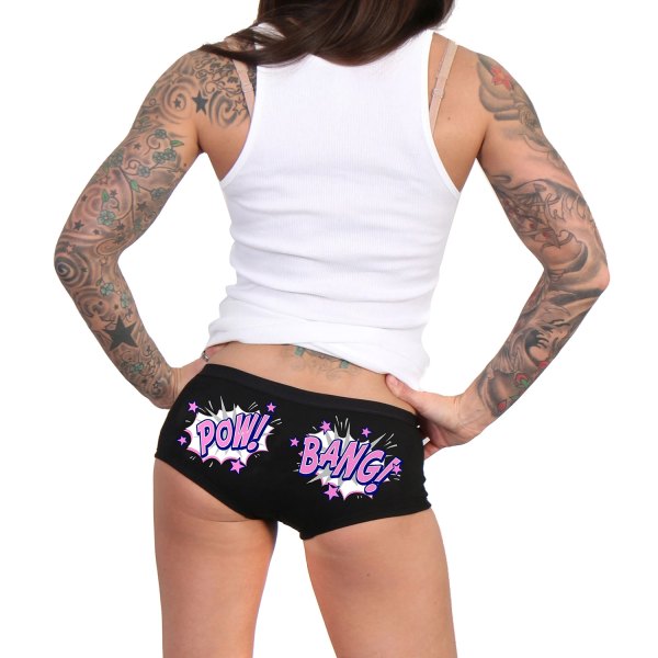 Hot Leathers® - Pow Bang Boy Ladies Shorts (Large, Black)