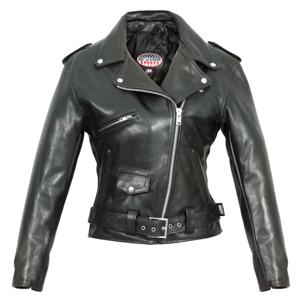 Hot Leathers® - Premium Classic Motorcycle Style Ladies Leather Jacket (X-Large, Black)