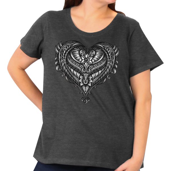 Hot Leathers® - Ornate Angel Wings Curvy Ladies T-Shirt (14/16, Smoke)