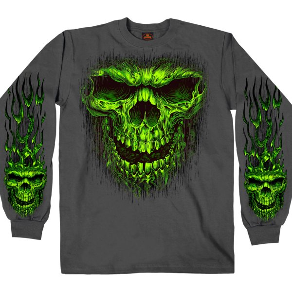Hot Leathers® - Shredder Skull Long Sleeve Shirt (Medium, Charcoal)