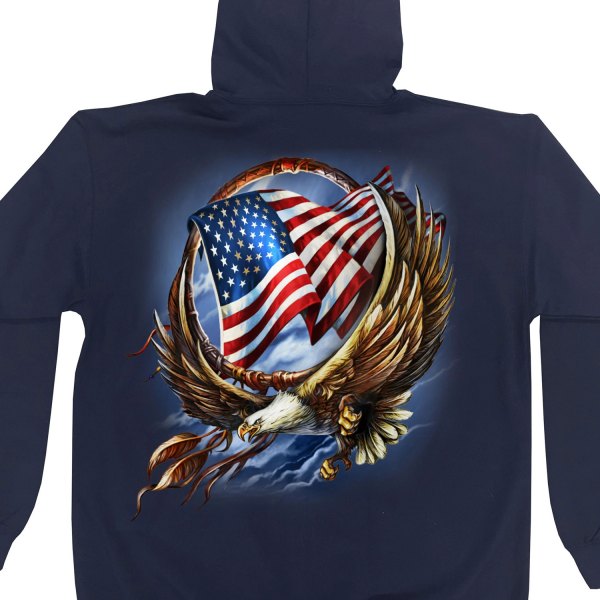 Hot Leathers® - Hoop Eagle Hooded Sweatshirt (2X-Large, Navy)