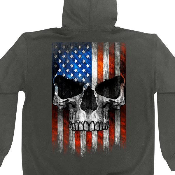 Hot Leathers® - Patriotic Skull Charcoal Zip Up Hooded Sweatshirt (X-Large, Charcoal)