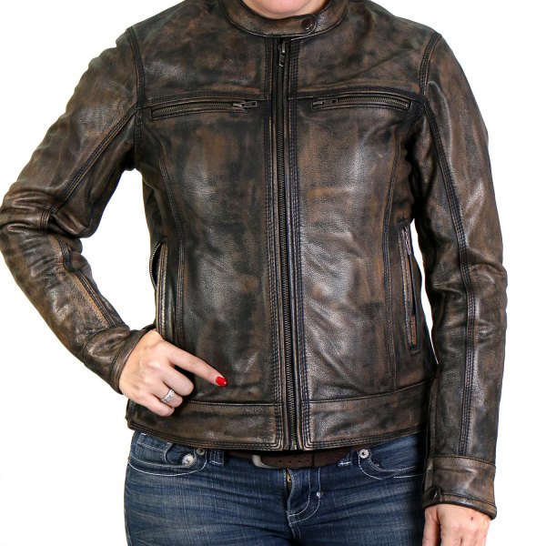 Hot Leathers® - Heritage Collection Distressed Ladies Leather Jacket (Small, Brown)