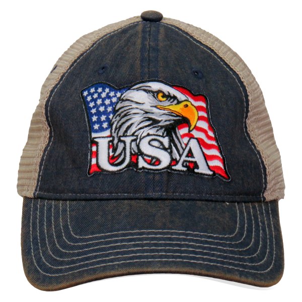 Hot Leathers® - Eagle Head Flag Trucker Hat (Navy/Khaki)