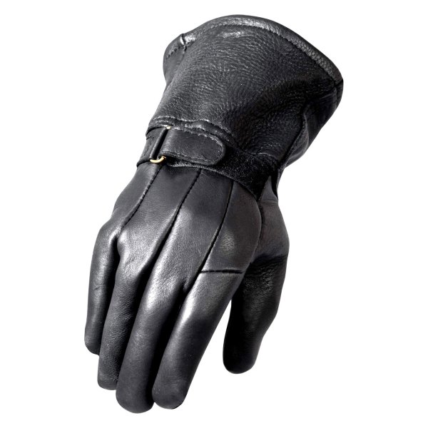Hot Leathers® - Classic Deerskin Gauntlet Gloves (Medium, Black)