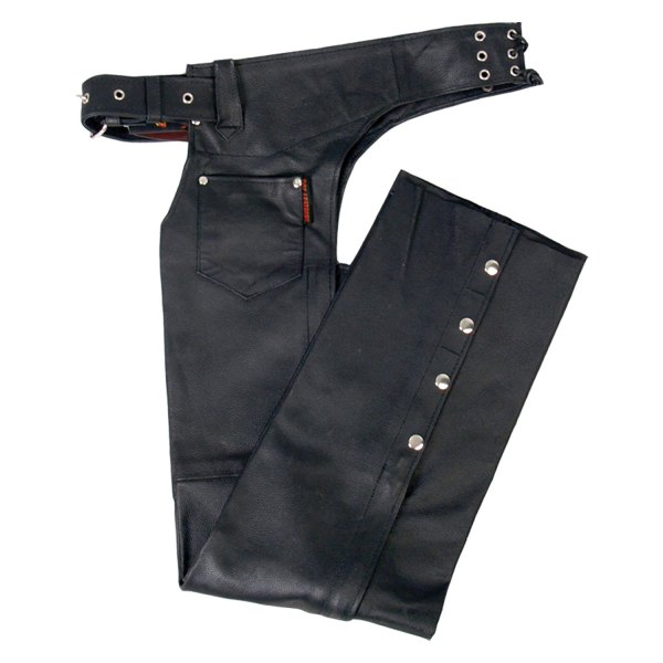 Hot Leathers® - Fully Lined Unisex Leather Chaps (4X-Large, Black)