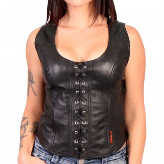 Hot Leathers Genuine Ladies Leather Lace Up Halter Top Motorcycleid Com