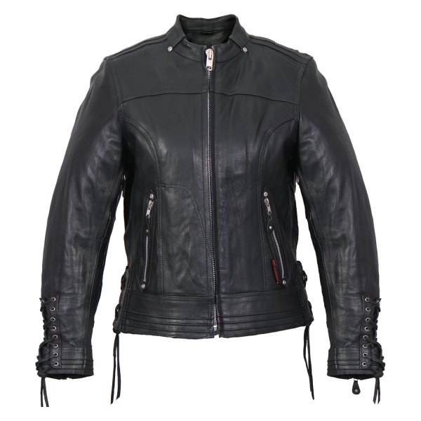 Hot Leathers® - Lace Up Sleeves Leather Jacket (Small, Black)
