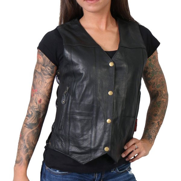 Hot Leathers® - Ten Pocket Ladies Leather Vest (X-Large, Black)