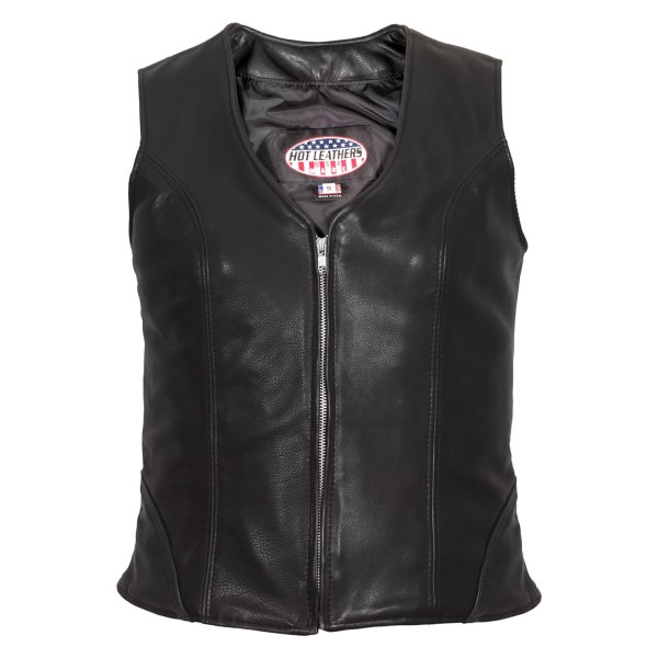 Hot Leathers® - Limited Run Premium Zipper Front Ladies Leather Vest (Small, Black)