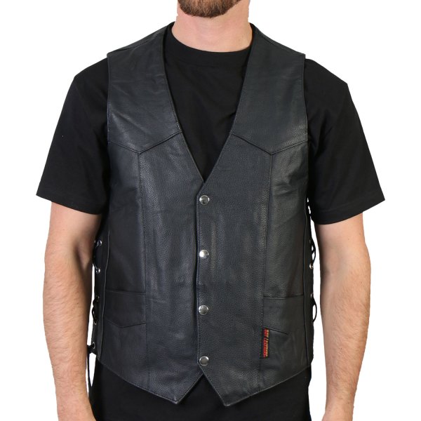 Hot Leathers® - Concealed Carry Men's Leather Vest (Small, Black)