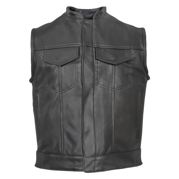 Hot Leathers® - Covered Zipper Premium Men's Leather Vest (Large, Black)