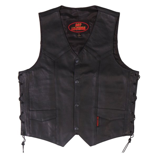 Hot Leathers® - Cowhide Men's Leather Vest with Side Lace (Small, Black)