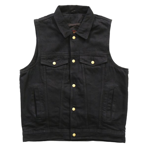 Hot Leathers® - Men's Denim Vest (3X-Large, Black)
