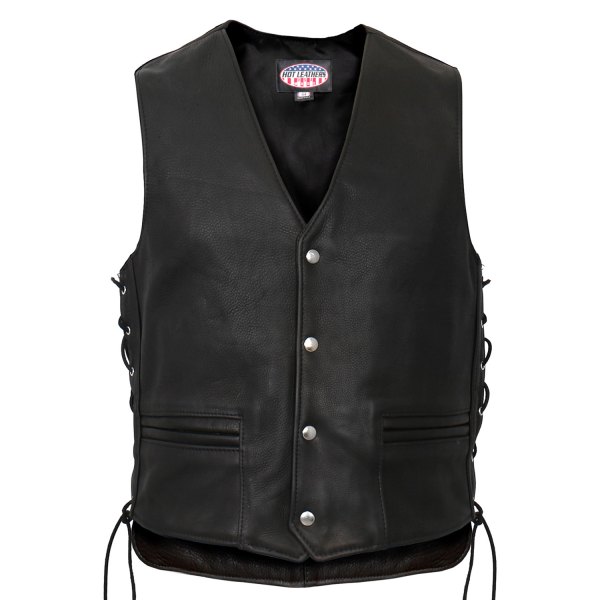 Hot Leathers® - Extra Long Back Premium Steerhide Men's Leather Vest (Medium, Black)