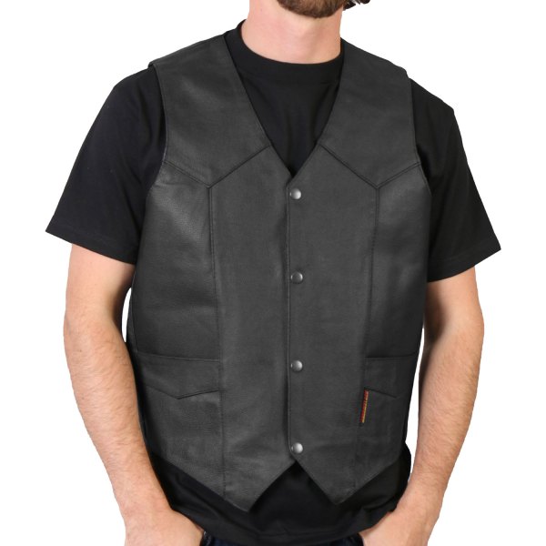 Hot Leathers® - Heavyweight Men's Leather Vest with Inside Pocket (X-Small, Black)
