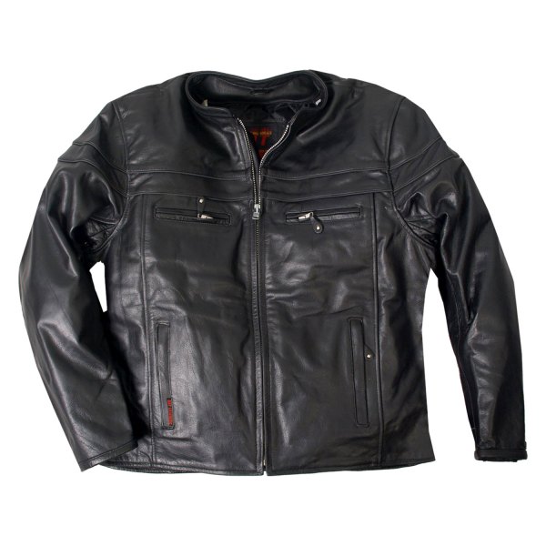Hot Leathers® - Men's Leather Jacket with Double Piping (Medium, Black)
