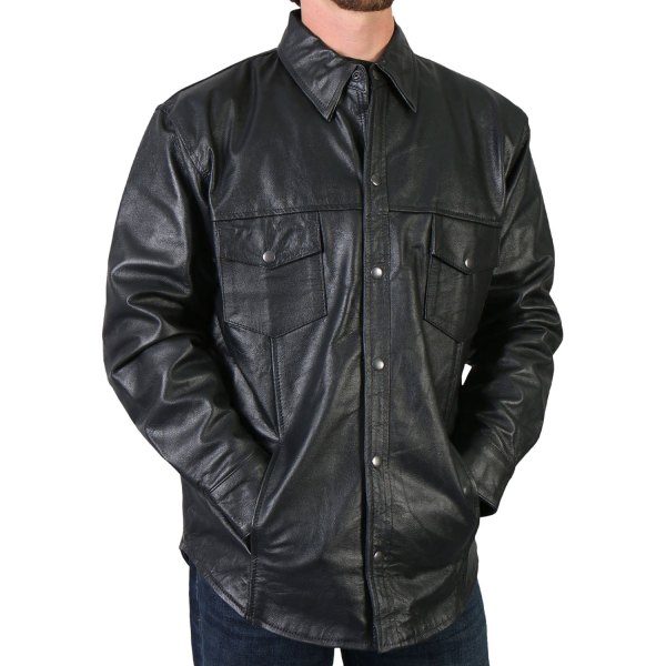 Hot Leathers® - Leather Shirt (Large, Black)