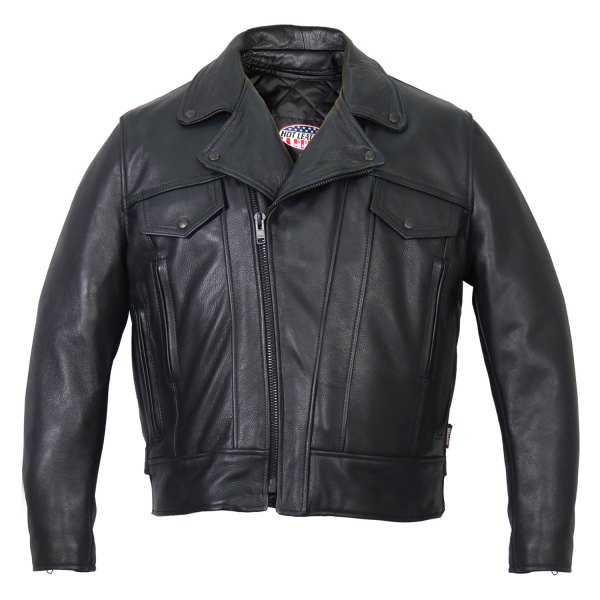 Hot Leathers® - Premium Motorcycle Men's Vented Leather Jacket (56, Black)