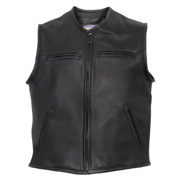 Hot Leathers® - Premium Steerhide Men's Leather Vest (Medium, Black)
