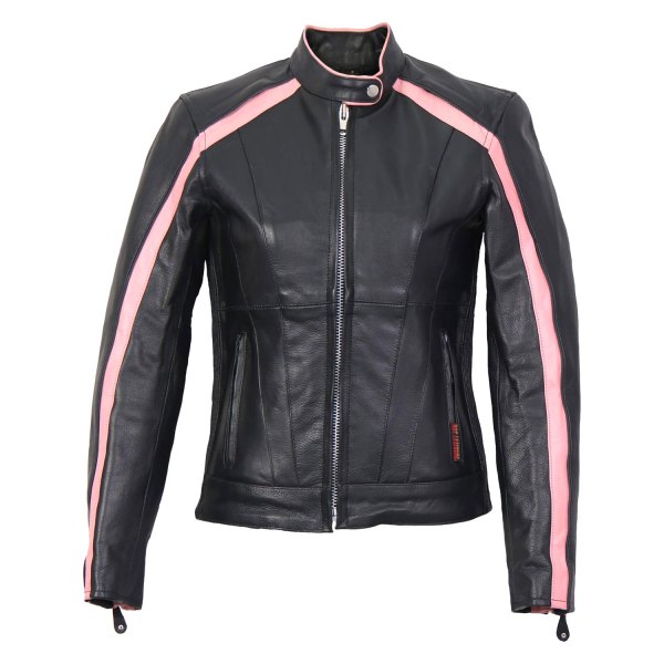 Hot Leathers® - Pink Striped Leather Jacket (Large, Black)
