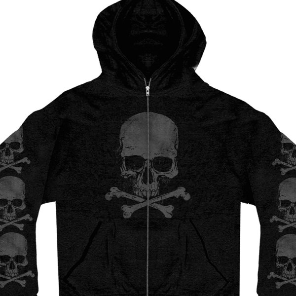 Hot Leathers® - Skull and Crossbones Zip-Up Hooded Sweatshirt (3X-Large, Black)