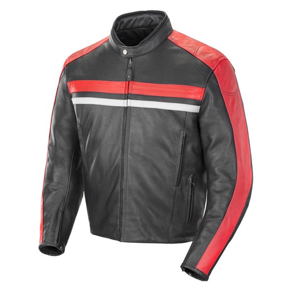 Joe Rocket® - Old School 2.0 Men's Leather Jacket (Medium, Black/Red)