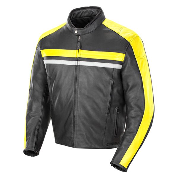 Joe Rocket® - Old School 2.0 Men's Leather Jacket (Small, Black/Yellow)