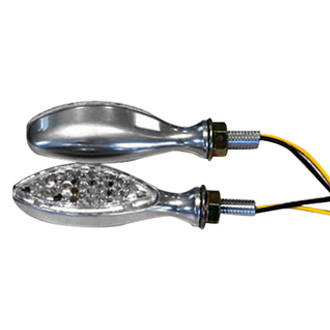 K&S Technologies® - Ultra Mini Stalk Brushed Chrome Oval LED Marker Lights