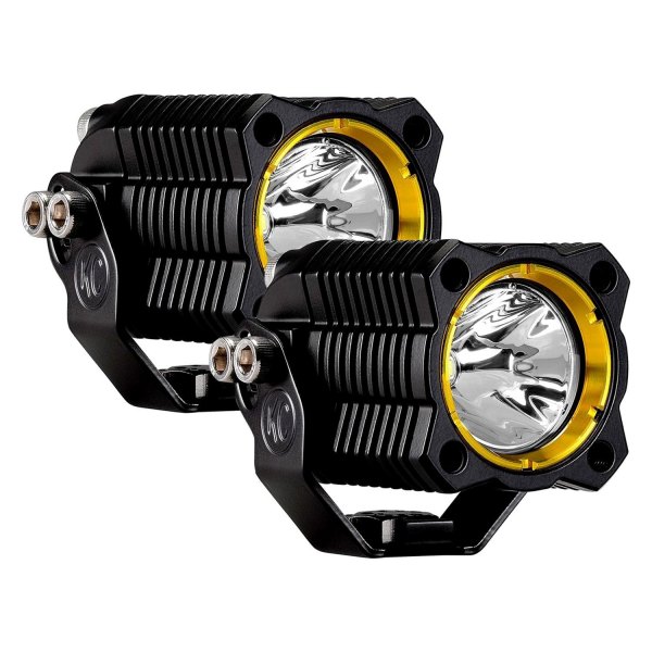 KC HiLiTES® - Flex Series 2.45" 2x10W Black/Yellow Housing Spread Beam LED Lights