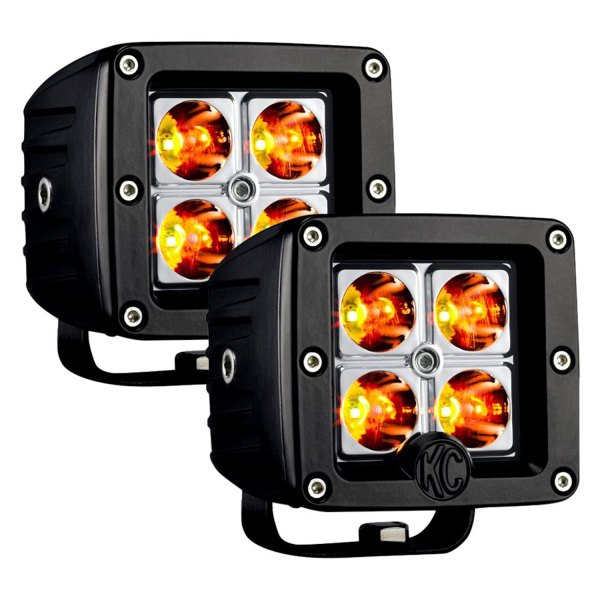 KC HiLiTES® - C-Series 3" 2x12W Cube Spot Beam Amber LED Lights