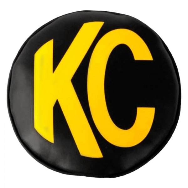 KC HiLiTES® - 6" Round Black Vinyl Light Covers with Yellow KC Logo for SlimLite, Daylighter, HIDs Series