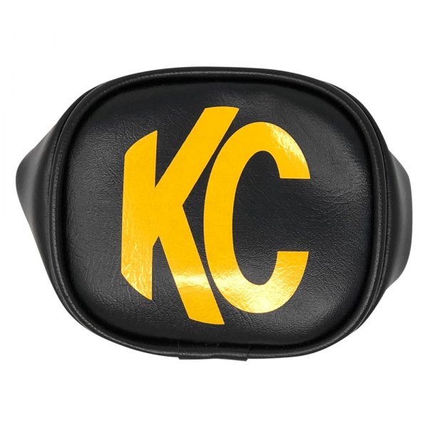 KC HiLiTES® - 3" Rectangular Black Vinyl Light Covers with Yellow KC Logo for Gravity® LED G34, C-Series C3 LED and 3" LZR LED Series