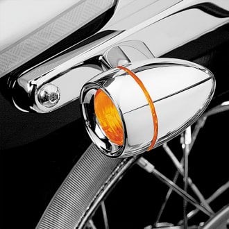 Kuryakyn® - Bullet Chrome Turn Signal Deep Dish Bezels with Amber Lenses