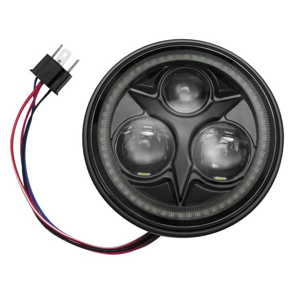 Kuryakyn® - 5 3/4" Round Orbit Vision Black LED Headlight with White Halo